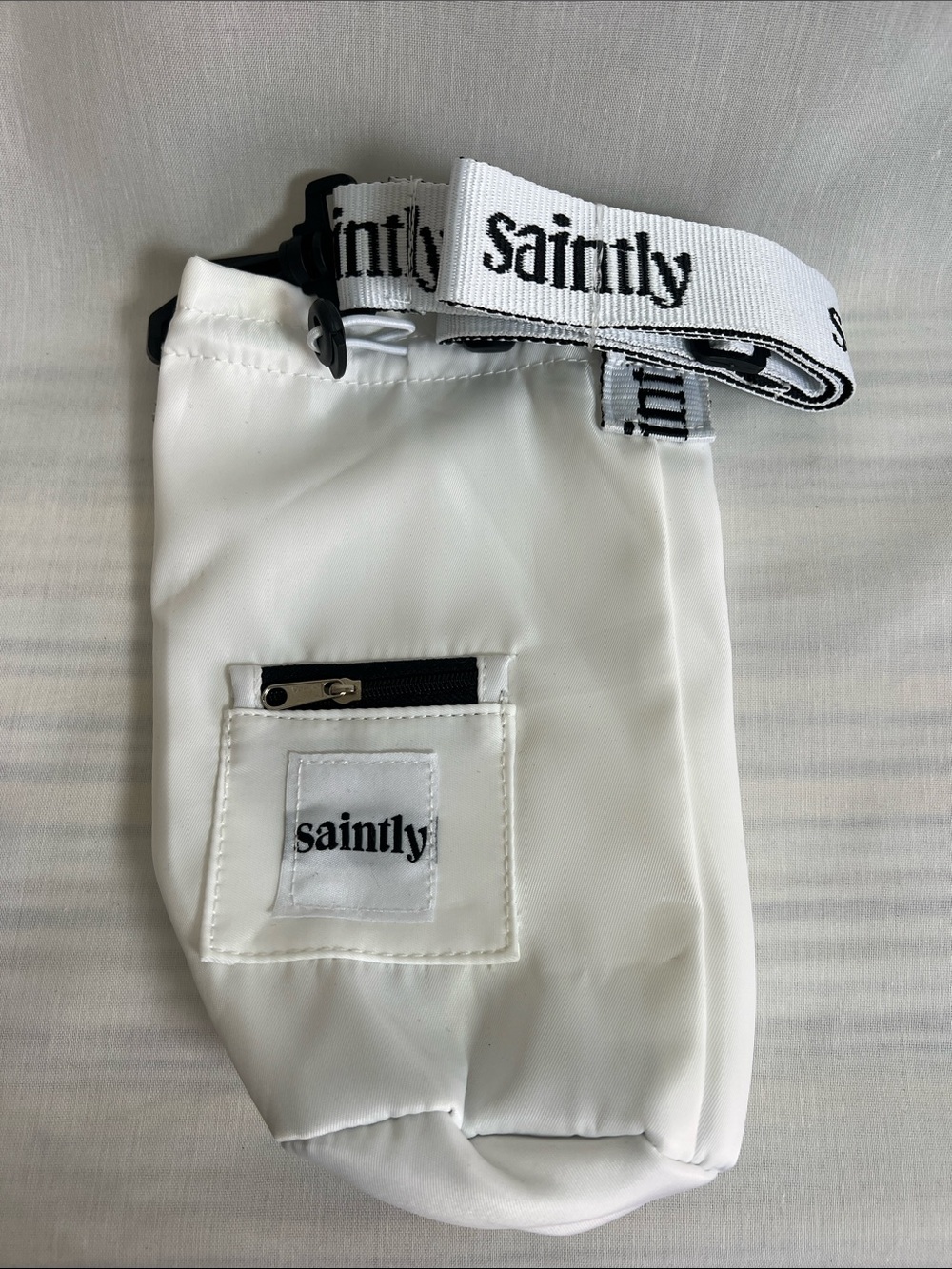 Saintly White Crossbody Water Bottle Pouch Bag Festival